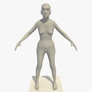 Old Asian Woman Mesh Rigged 3D Model