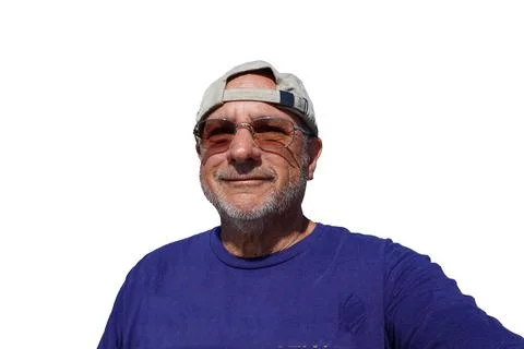 Old athletic man with cap backwards isolated on a white background Stock Photos