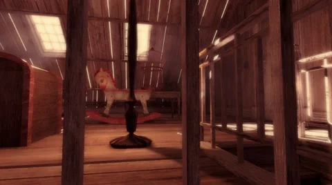 Old attic, camera moves through door Stock Footage 35095268