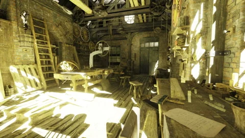 Old attic captures remnants of longforgotten stories and decay Stock Footage 342426915