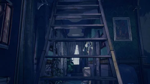 Old attic staircase - haunted Stock Footage 301671967