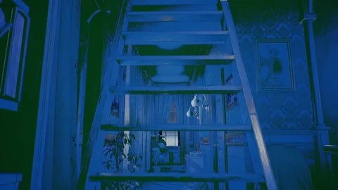Old attic staircase - haunted Stock Footage 301671971