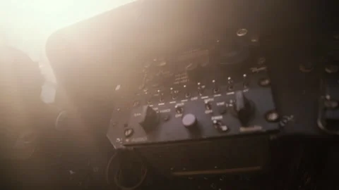 Old Audio Console inside a Vintage Airplane. Stock Footage 136686524