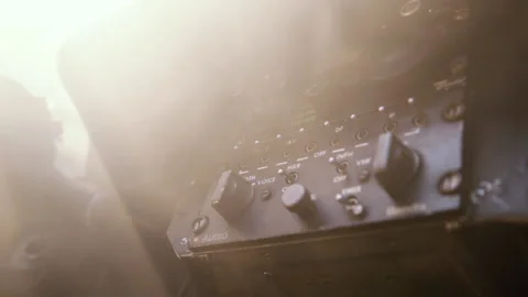 Old Audio Console inside a Vintage Airplane. Stock Footage 136686952