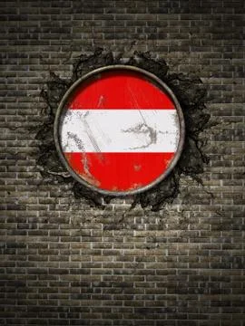 Old Austria flag in brick wall Stock Illustration