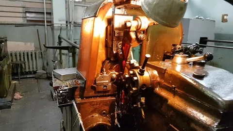 Old automatic industrial metal processing equipment Stock Footage 111241999