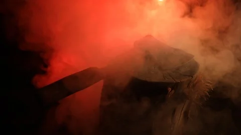 Old ax attached to the tree trunk 스톡 동영상 117264064