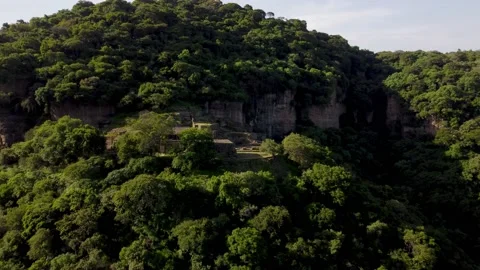 The old Aztec pyramid ruins were once a retreat for the elite jaguar and Stock Footage 160949678
