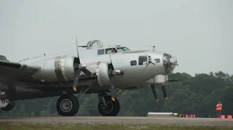 Old B-29 World War 2 bomber Stock Footage