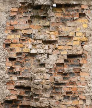 Old background collapses a brick wall Stock Photos