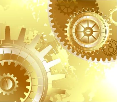 Old background with gold gears Stock Illustration