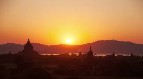 Old Bagan Sunset Time Lapse Stock Footage 52274229