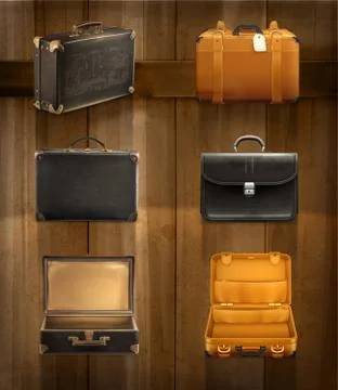 Old baggage, vector set on background Stock Illustration