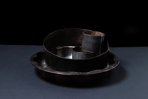 Old baking dishes. Forms for cake layers.  Stock Photos