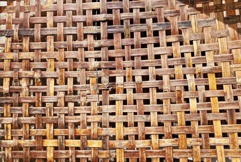 Old Bamboo Weave Wall Background. Stock Photos