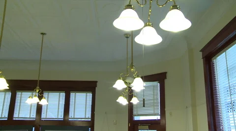 Old Bank Interior Windows and Lights Stock Footage 44443436