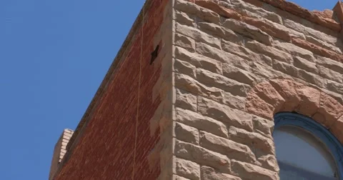 Old bank pan tight low shot Video stock 54046878