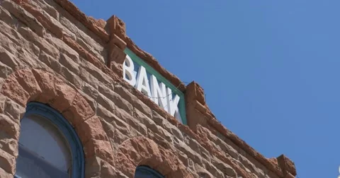 Old bank sign zoom Video stock 54046879