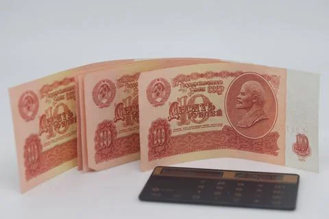 Old banknotes of the former Soviet Union. USSR - rubles Stock Photos