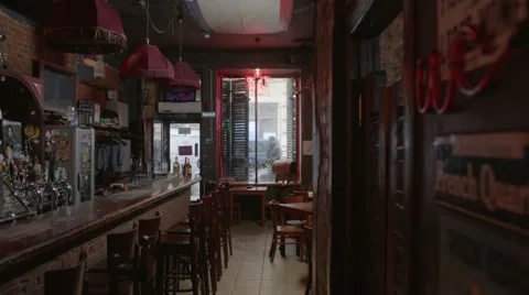 Old bar, pub, kafe,waiting, long Stock Footage 49946342