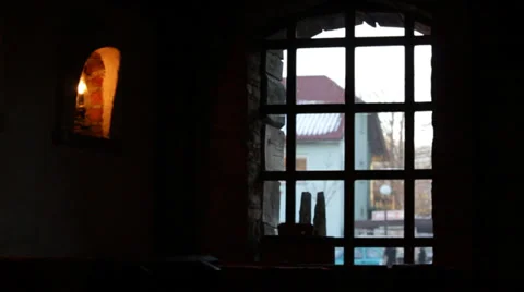 Old bar, saloon, window Stock Footage 34149669