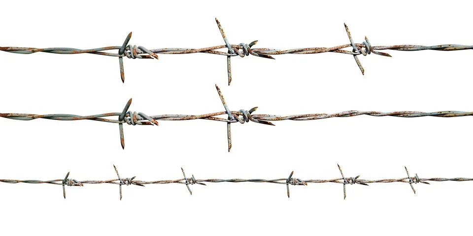 Old barb wire with iron rust isolated three size graphic illustrated. Illustrazione stock