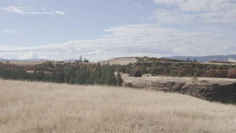 Old Barn Along Cliffside in the Columbia River Gorge Stock Footage 333703186
