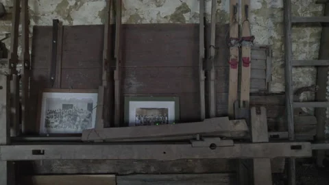Old barn and tools in Transylvania 4k Stock Footage 165689802