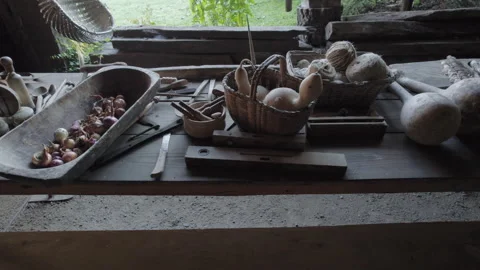 Old barn and tools in Transylvania 4k Stock Footage 165691733