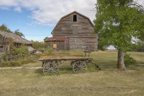 Old Barn and Wagon Stock Photos