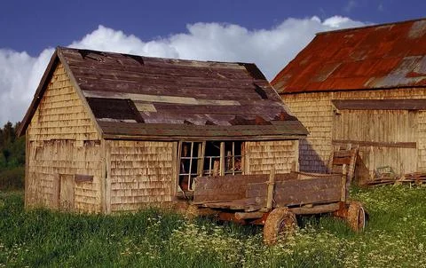 Old Barn and Wagon Foto stock