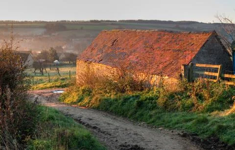 Old barn on the cotswold way Stock Photos