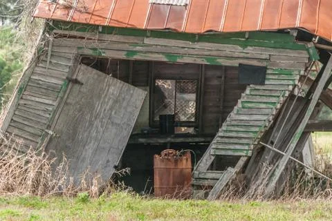 Old barn falling down Stock Photos
