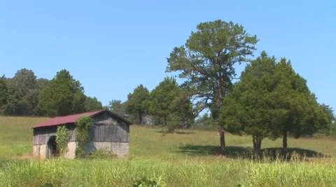 Old Barn in Field Stock Footage 40684023