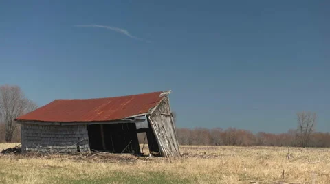 Old Barn in a Field. Stock Footage 62441616