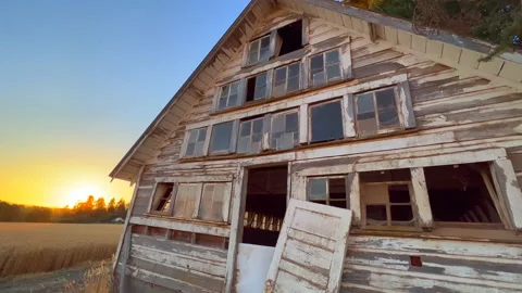 Old barn fish eye Stock Footage 205533013