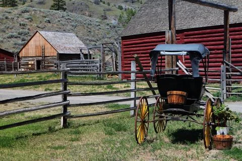 Old Barn with horsewagon Stock Photos
