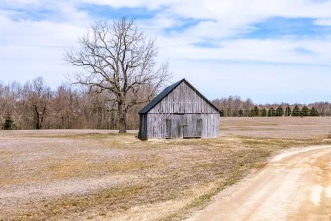 Old Barn in a Meadow Stock Photos