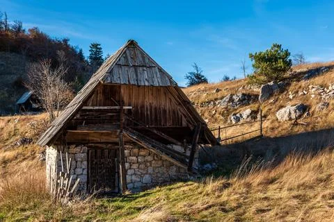 Old barn on the mountain Stock Photos