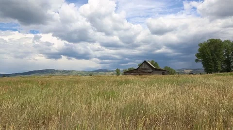 Old Barn in the Prairie Stock Footage 40545240