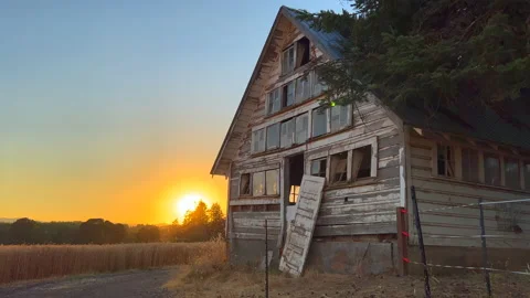Old barn at sunset Stock Footage 205533002