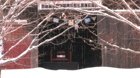 Old Barn with a Tractor in Vermont Video stock 643281