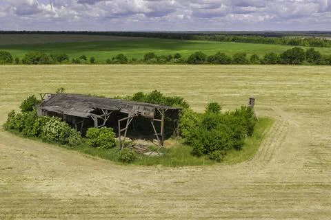 An old barn which almost collapsed Stock Photos