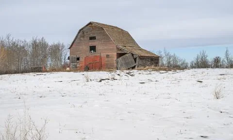 Old  Barn in Winter Stock Photos
