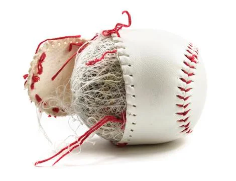 Old baseball with strings Stock Photos
