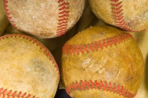 Old baseballs Stock Photos