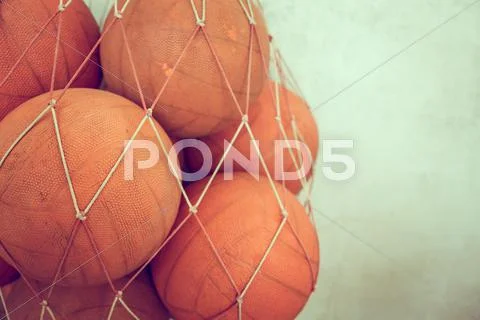 Old basketball ( Filtered image processed vintage effect. ) Stock Photos
