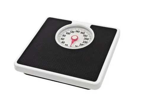 Old bathroom scale isolated on white Stock Photos