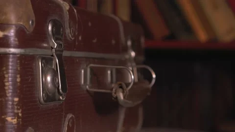 An old battered brown suitcase. Stock Footage 137738333