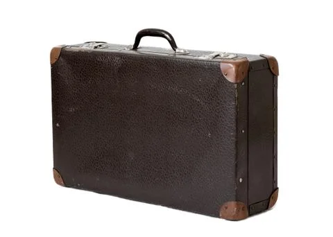 Old battered brown suitcase Stock Photos